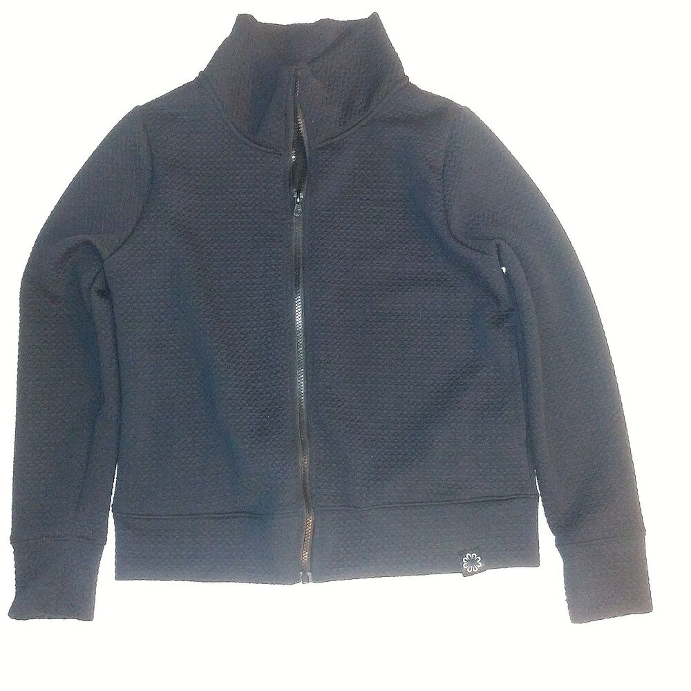 Track Jacket Mock Neck Waffle Knit Full Zip Black Size small PRO PLAYER